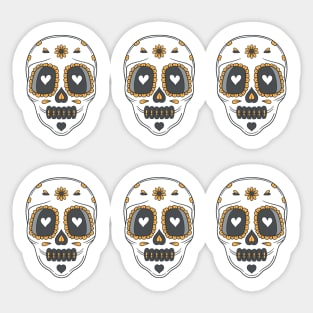 Day of the Dead White yellow and Grey Candy Skulls Sticker